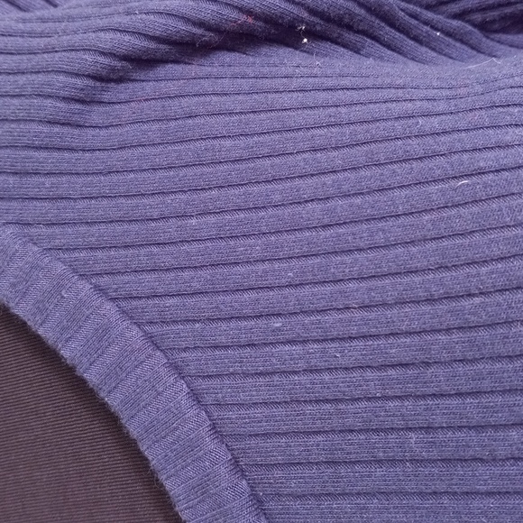 J Crew L Top Blue Tan Ribbed Ruffle Sleeves - Picture 5 of 11